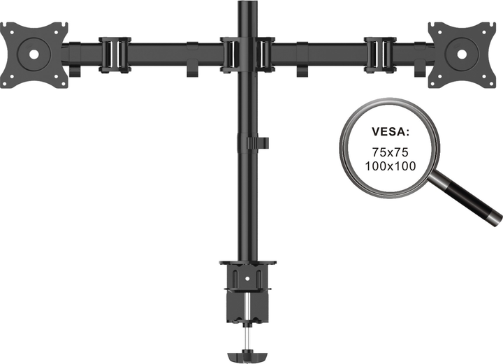 Uchwyt biurkowy PureLink PM-OFFICE-02 PureMounts na dwa monitory Black (4251364706381) - obraz 2