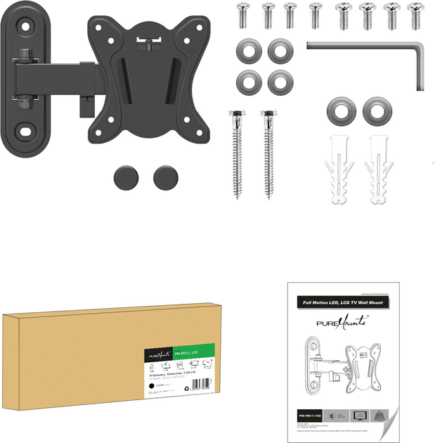 Uchwyt ścienny PureLink PM-FM11-100 PureMounts TV Halterung Black (4251364706190) - obraz 5