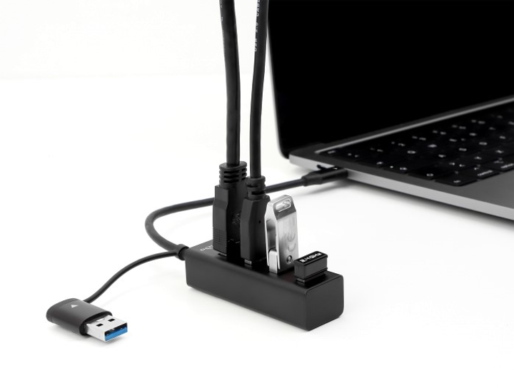 USB-хаб Delock 4-ports USB 3.2 Gen 1 з підключенням USB Type-C or A (4043619638284) - зображення 2