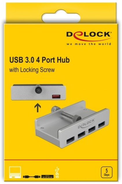 USB-хаб Delock External USB 3.0 4 Port з фіксуючим гвинтом (4043619640461) - зображення 4