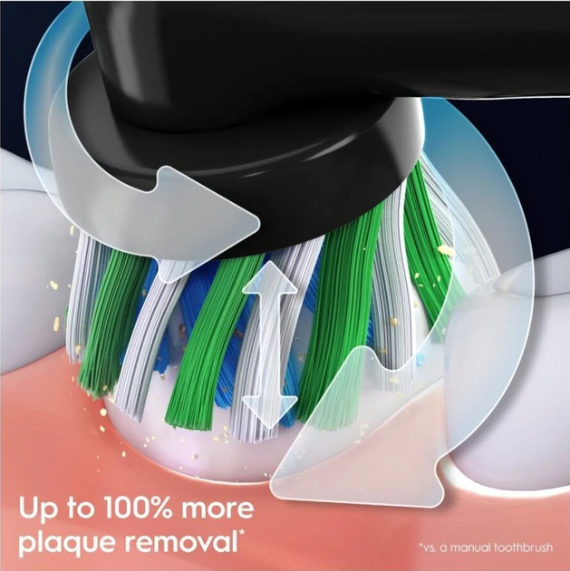 Електрична зубна щітка Oral-B Pro3 Black + Extra CA Black Brush Head + TC (8006540759912) (955555908400268) - Уцінка - зображення 6