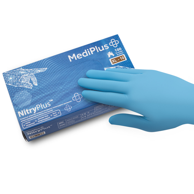 Перчатки нитриловые MEDIPLUS NitryPlus BLUE неопудренные, размер XL, 100 шт - изображение 2