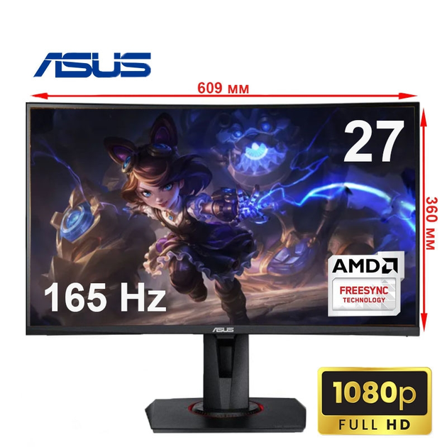 Монитор ASUS VG27VQ геймерский VA 1920x1080 Full HD 27" / 4W - изображение 2