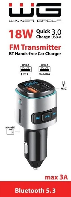 FM-transmiter Winner Group 2 x USB 18 W (8591194090981) - obraz 5