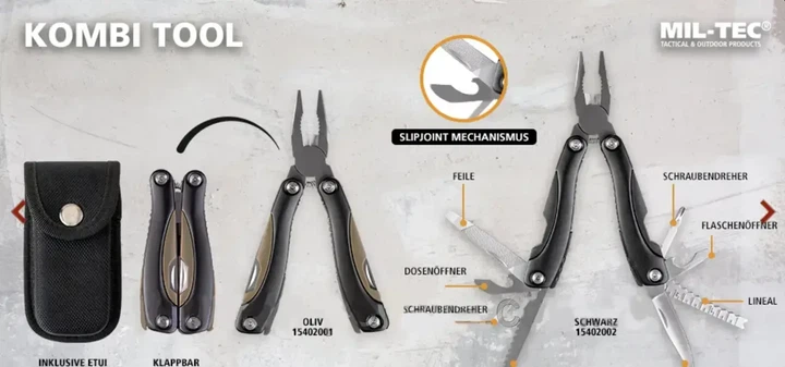 Складной нож Mil-Tec Multitool Kombi 9в1 Мультитул с Чехлом многофункциональный 15402001 - изображение 4