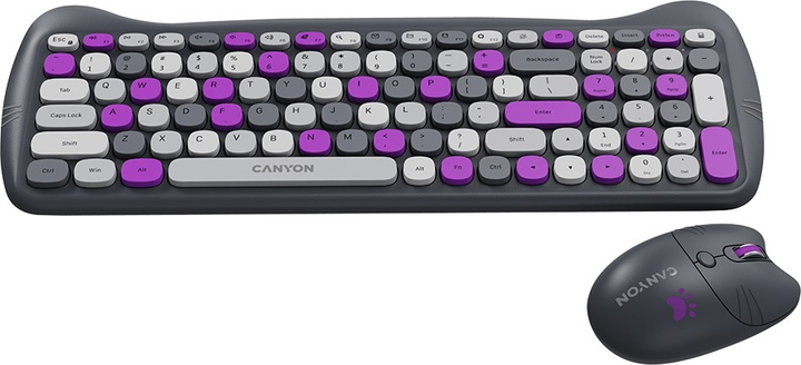 Комплект бездротовий Canyon HSET-W6 Kitty Edition Wireless Grey (CNS-HSETW6VT) - зображення 3