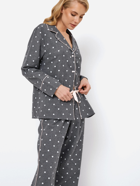 Piżama (koszula + spodnie) Aruelle Joy pajama long M Szara (5905616143248) - obraz 3