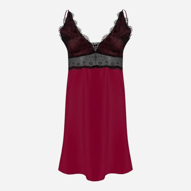 Koszula nocna damska DKaren Slip Fabien XS Bordowa (5903068507625) - obraz 3