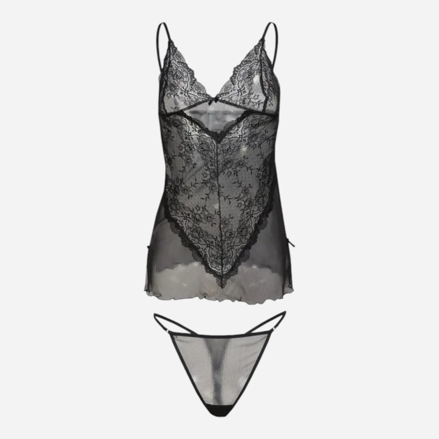 Komplet erotyczny damski (koszula nocna + majtki bikini) DKaren Stacy S Czarny (5903251460249) - obraz 5