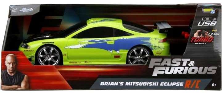 Машинка на радіокеруванні Jada Форсаж 1995 Mitsubishi Eclipse 1:16 (4006333090165) - зображення 1