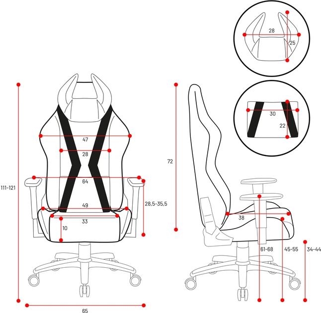 Ігрове крісло Diablo X-Horn 2.0 Kido Black-Red (5902560336894) - зображення 17