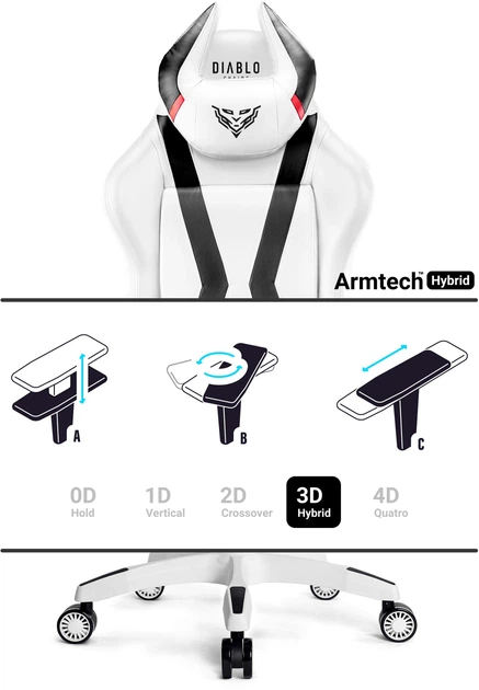 Ігрове крісло Diablo X-Horn 2.0 King Size White-Black (5902560337860) - зображення 8
