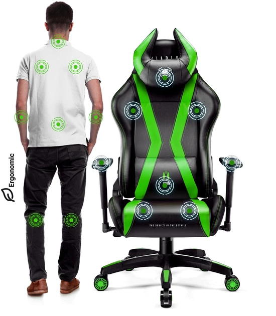 Ігрове крісло Diablo X-Horn 2.0 Normal Size Black-Green (5902560337020) - зображення 7