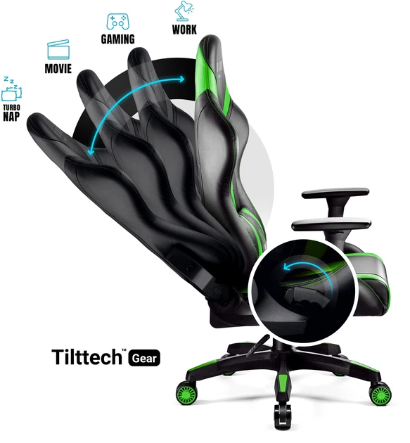 Ігрове крісло Diablo X-Horn 2.0 Normal Size Black-Green (5902560337020) - зображення 8