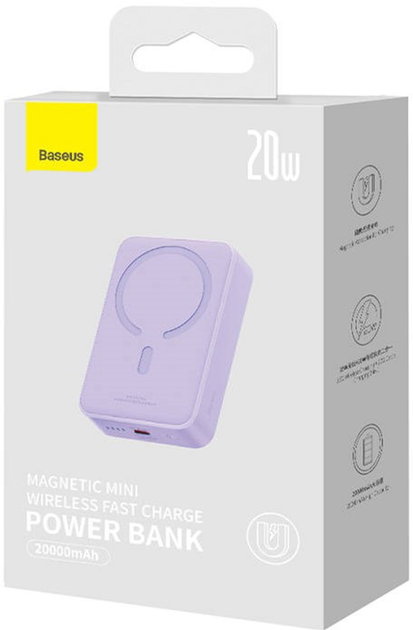 Powerbank Baseus Magnetic Mini MagSafe 20000 mAh 20 W Purple (PPCX150005) - obraz 7