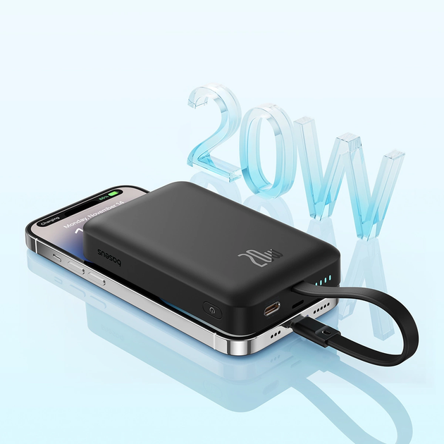 Powerbank Baseus Magnetic Mini MagSafe Lightning 10000 mAh 20 W Black (P10022109113) - obraz 7