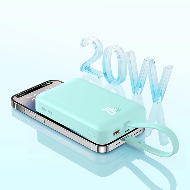 УМБ Baseus Magnetic Mini MagSafe Lightning 10000 мАг 20 Вт Blue (P10022109333) - зображення 10
