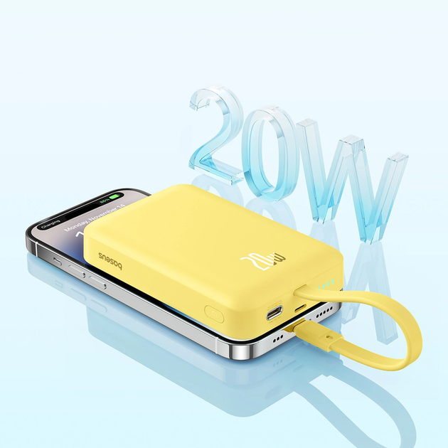 Powerbank Baseus Magnetic Mini MagSafe Lightning 10000 mAh 20 W Yellow (P10022109Y23) - obraz 8