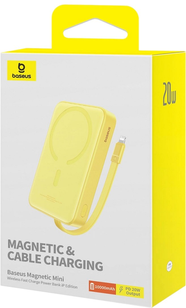 Powerbank Baseus Magnetic Mini MagSafe Lightning 10000 mAh 20 W Yellow (P10022109Y23) - obraz 12
