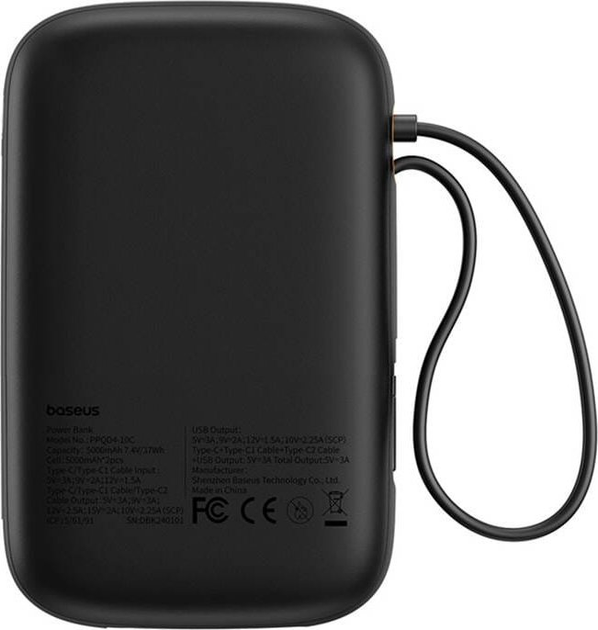 Powerbank Baseus Qpow 2 USB-C 10000 mAh 30 W Black (P10055008113) - obraz 3