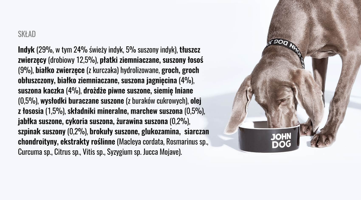 Karma sucha dla szczeniąt John Dog Indyk z łososiem kaczką i jagnieęciną 3 kg (5903246847161) - obraz 5