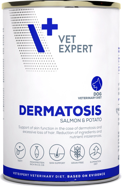 Karma mokra dla psów Vet Expert Dermatosis łosoś z ziemniakami 400 g (5901891240702) - obraz 1