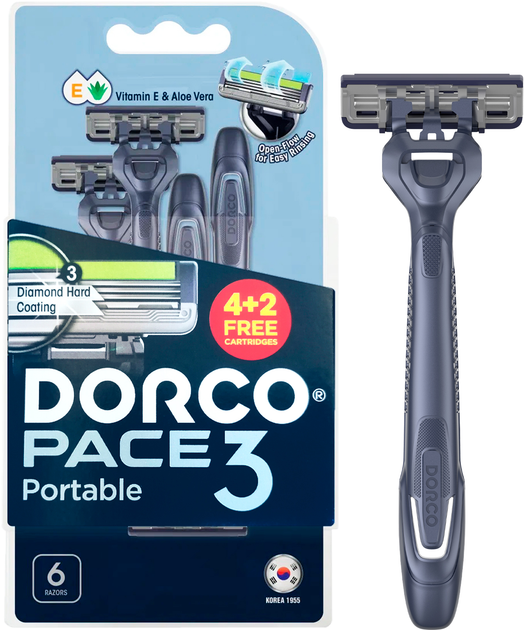 Бритви одноразові Dorco Pace 3 Portable для чоловіків 3 леза 6 шт (8801038612546) - зображення 1