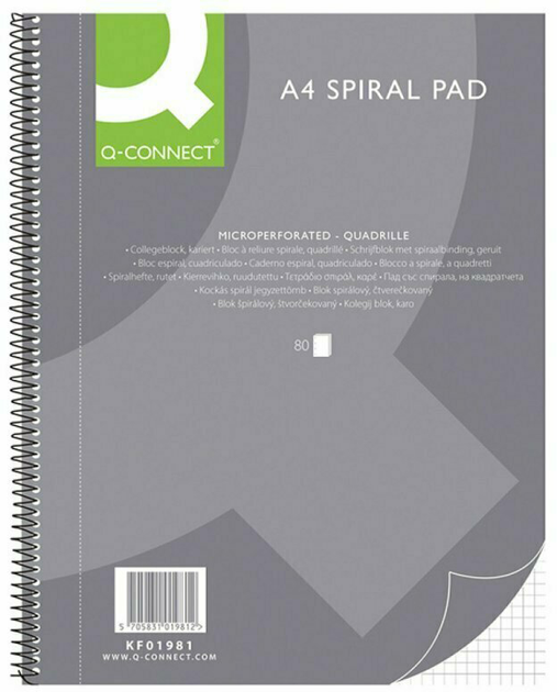 Kołonotatnik Q-Connect A4 w kratkę 80 kartek 70 gsm (5705831019812) - obraz 1