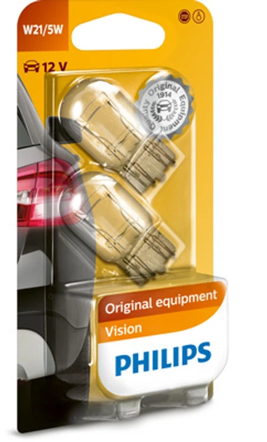 Лампа 12V 21/5W (двоконтактна безцокольна) W3x16g PHILIPS [PS 12066 B2] (2 шт/блістер) (к-кт=2шт) - зображення 2