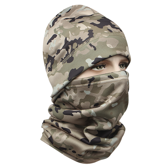 Комплект шапка-баф Lesko JY-139 Camouflage CP флісова - зображення 1