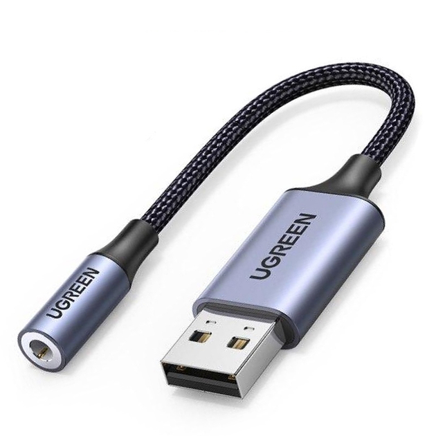 Звуковая карта Ugreen CM477 USB AUX jack TRRS Mic + Ear KT0210 25см Black (30757) - изображение 1