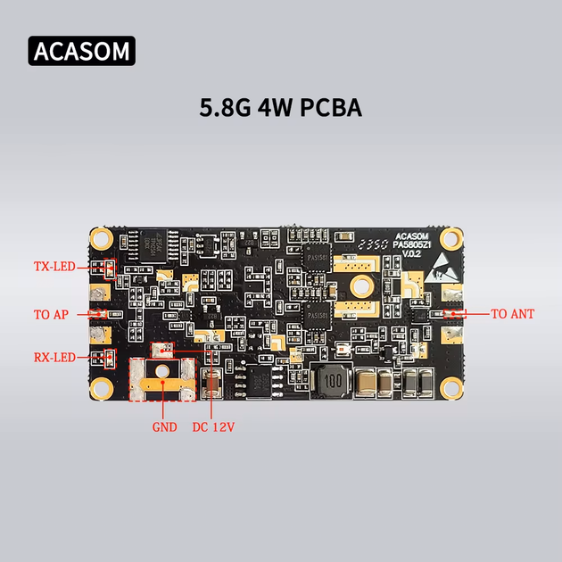 Двонаправлений підсилювач сигналу ACASOM : PA5805Z1 / 5800МГц 4Вт / PCBA 5.8GHz 4W - зображення 2