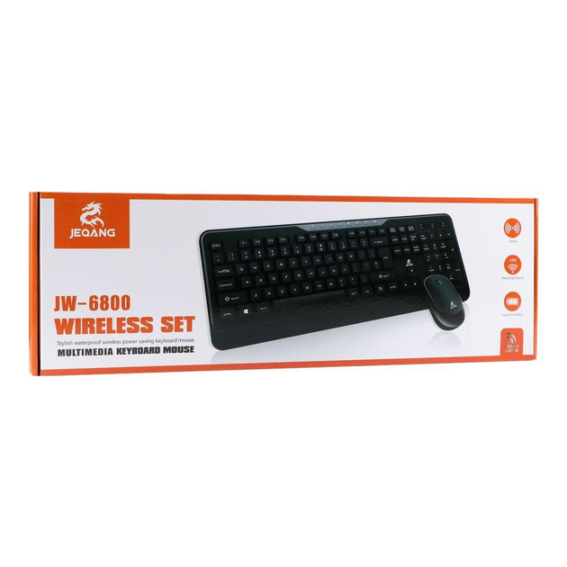 Клавиатура и мышь JEQANG для ПК ноутбука набор беспроводной Black (JW-6800) - изображение 2