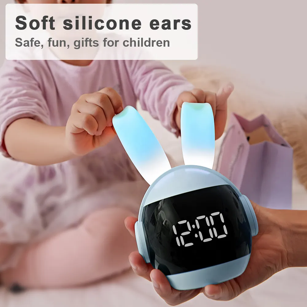 Акумуляторний нічник-годинник VHG F9, Rabbit Alarm Clock and Night Light, Blue - Фото 5 Акумуляторний нічник-годинник VHG F9, Rabbit Alarm Clock and Night Light, Blue - зображення 5