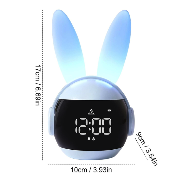 Акумуляторний нічник-годинник VHG F9, Rabbit Alarm Clock and Night Light, Blue - Фото 9 Акумуляторний нічник-годинник VHG F9, Rabbit Alarm Clock and Night Light, Blue - зображення 9