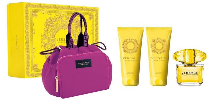 Zestaw damski Versace Yellow Diamond Woda toaletowa 90 ml + Żel pod prysznic 100 ml + Balsam do ciała 100 ml + Torebka kosmetyczna (8011003884902) - obraz 1