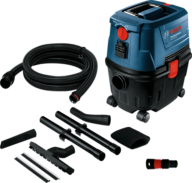 Пилосос будівельний універсальний Bosch Professional GAS 15 PS + комплект насадок, 15 л контейнер