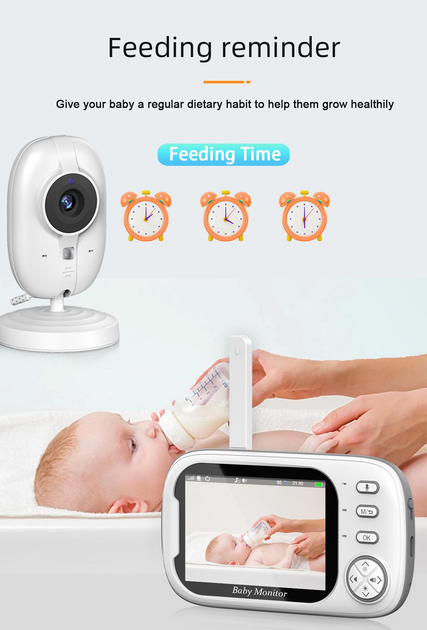 Видеоняня Baby Monitor ABM600 +гибкий держатель , датчик звука, беспроводная радионяня с портативным дисплеем и измерением температуры - изображение 6