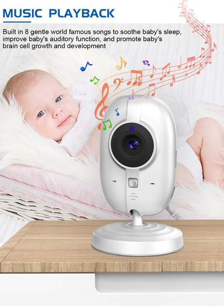 Видеоняня Baby Monitor ABM600 +гибкий держатель , датчик звука, беспроводная радионяня с портативным дисплеем и измерением температуры - изображение 10