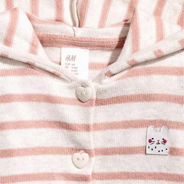 Кардиган детский H&M 5116946ral 68 см Белый с розовым (PS2030000293773) - изображение 2