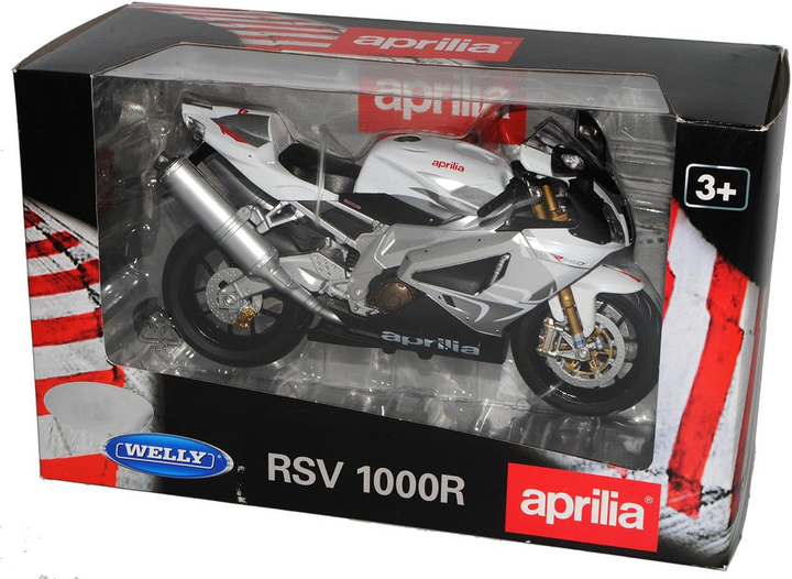 Metalowy model Welly motocykl Aprilia 1:10 Biały (4891761628086) - obraz 1