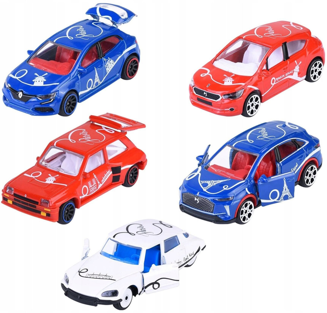 Zestaw modeli samochodów Majorette 5 szt Biały/Czerwony/Niebieski (3467452075364) - obraz 3