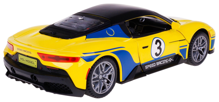 Metalowy model Hipo samochód sportowy 21 cm Żółty (5902447048285) - obraz 3
