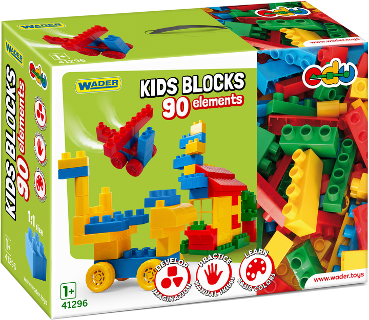 Конструктор Wader Kids Blocks 90 елементів (41296) (5900694412965) - зображення 1