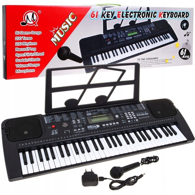 Keyboard Ramiz z mikrofonem taktometrem radiem USB i MP3 Czarny (5903864903133) - obraz 1