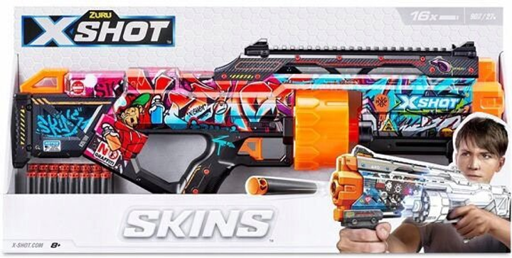 Гвинтівка Zuru X-Shot Skins Last + 16 патронів Black (4894680022706) - зображення 1