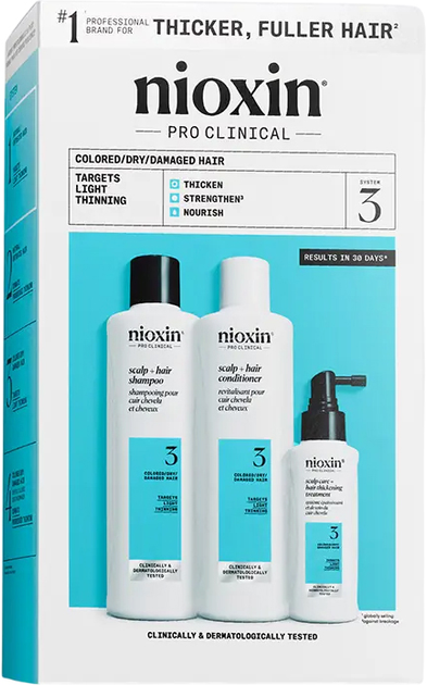 Zestaw do pielęgnacji włosów Nioxin System 3 Szampon 300 ml + Odżywka 300 ml + Maseczka 100 ml (4064666843988) - obraz 2