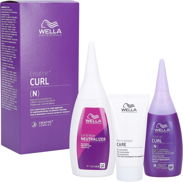 Zestaw do stylizacji włosów Wella Professionals Creatine+ Curl Lotion do trwałej ondulacji 75 ml + Utrwalacz 100 ml + Krem do pielęgnacji przed trwałą ondulacją 30 ml (8005610438368) - obraz 1