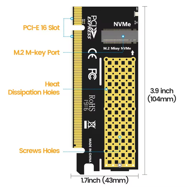 Переходник Адаптер JEYI M.2 NVME to PCIE X16 2280/60/42/30 NVMe SSD to PCIe 4.0 3.0 GEN4 64Gbps - Фото 7 Переходник Адаптер JEYI M.2 NVME to PCIE X16 2280/60/42/30 NVMe SSD to PCIe 4.0 3.0 GEN4 64Gbps - изображение 7