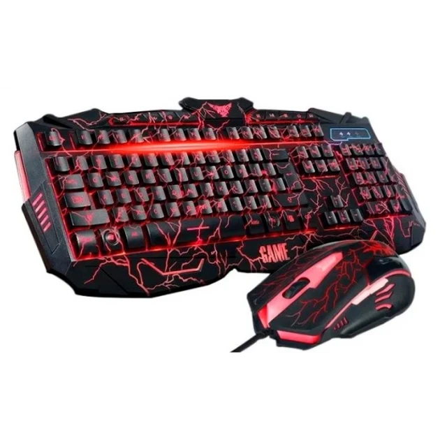 Игровая проводная клавиатура с 3-я подсветками Молнии подсветкой и мышкой KEYBOARD Atlanfa V100L - изображение 2
